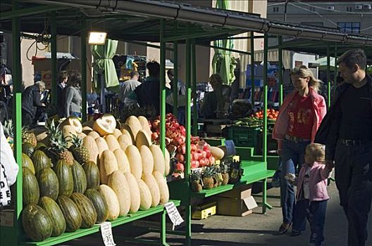 果蔬,货摊,中央市场,里加