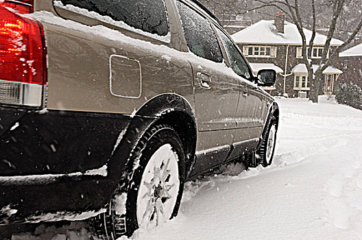 汽车,积雪,街道,多伦多,安大略省,加拿大