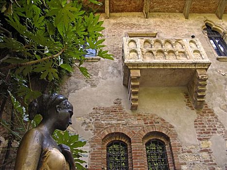 雕塑,露台,维罗纳,威尼托,意大利