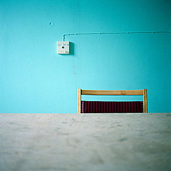 桌子,椅子,正面,青绿色,墙壁,瑞典