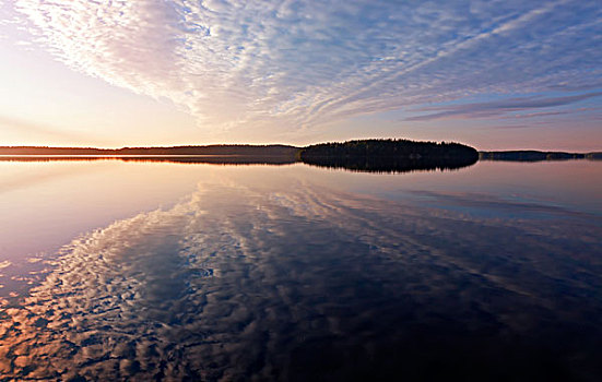 彩色,日出,早晨,湖,卡瑞里亚,芬兰