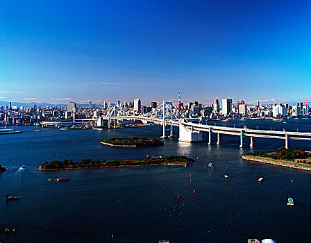 日本,东京,彩虹桥,城市,后面