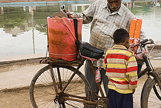 男人,销售,冰淇淋,街道,新德里,印度
