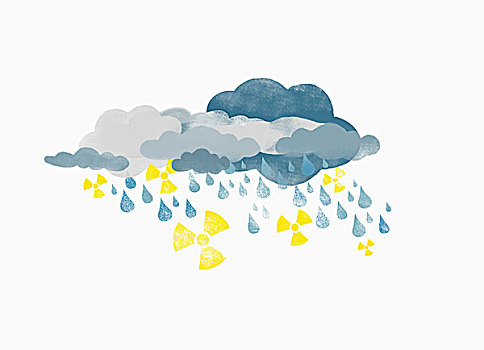 乌云,下雨,水滴,放射性,象征,插画