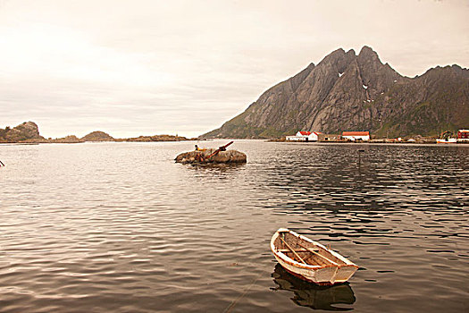 船,峡湾,罗弗敦群岛,挪威,斯堪的纳维亚,欧洲