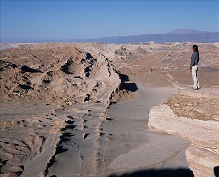 游客,上方,盐,山脉,阿塔卡马沙漠