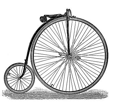 脚踏车,自行车,19世纪,高,轮子,普通,木刻,德国,欧洲