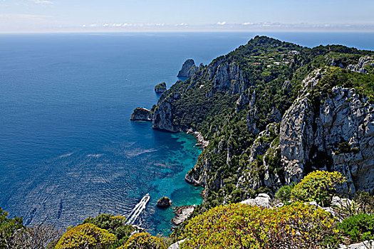 风景,公园,悬崖,石头,别墅,卡普里岛,那不勒斯湾,坎帕尼亚区,意大利,欧洲