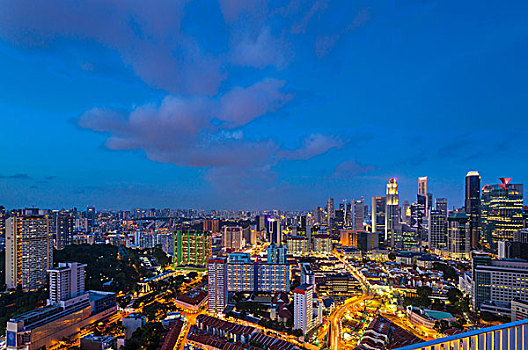 金融区,城市,唐人街,夜晚,新加坡,东南亚