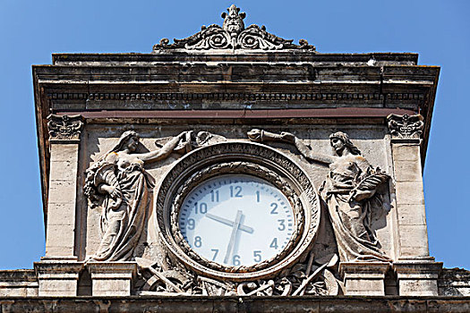 历史,车站,钟表,塑像,巴勒莫,西西里,意大利,欧洲
