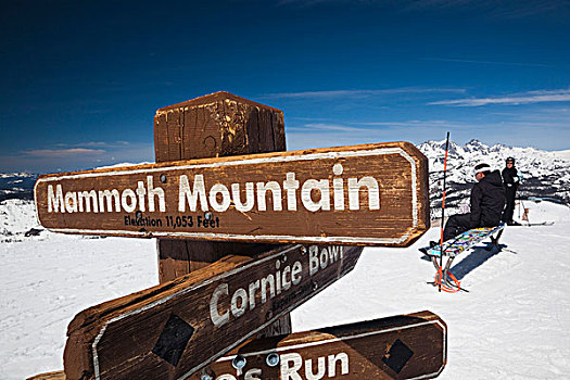 美国,加利福尼亚,区域,曼莫斯湖,山,滑雪区,滑雪,上面