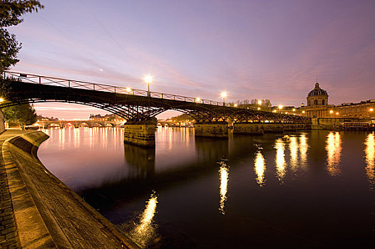 艺术桥,赛纳河,河,黎明,巴黎,法国