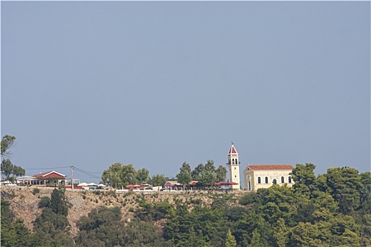 风景,教堂,扎金索斯,岛屿