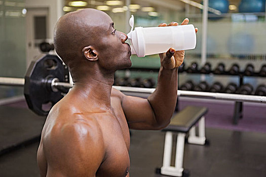 运动,男青年,喝,蛋白质,健身房