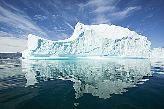 格陵兰,红色,岛屿,大,冰山,小,波纹,水