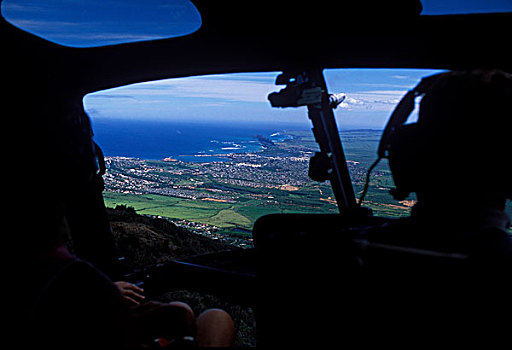 风景,室内,驾驶室,直升飞机,远眺,地点,毛伊岛,夏威夷