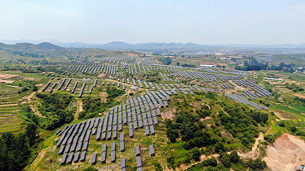 山东省日照市,数万个光伏太阳能漫山遍野,成为助农脱贫致富利器