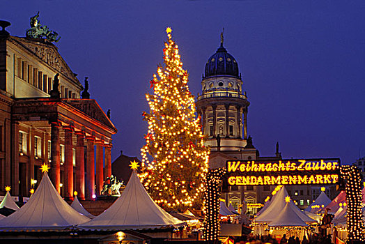 圣诞节,魔幻,市场,御林广场,剧院,法国大教堂,柏林,地区,德国,欧洲