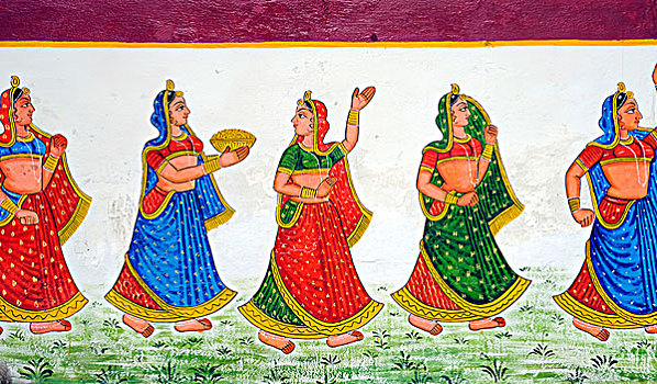 壁画,乌代浦尔,拉贾斯坦邦,北印度,印度,南亚,亚洲