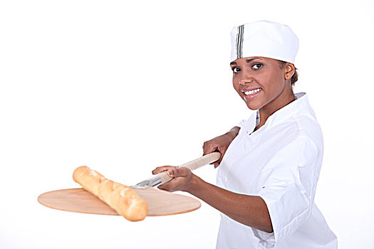 女性,做糕点,烘制,法棍面包