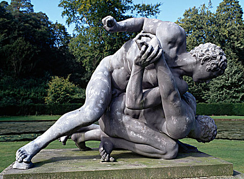 搏击手,雕塑,斯托德利皇家公园,水景园,北约克郡,英国