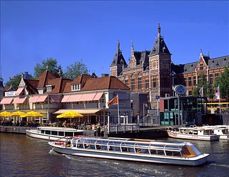 荷兰,阿姆斯特丹,中央火车站,游船,运河