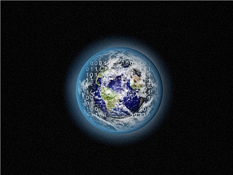 蓝色,地球,太空,二进制码