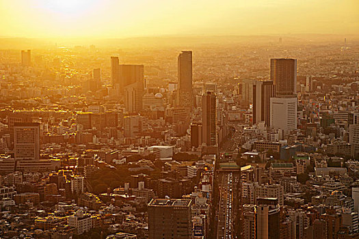 日本,东京,涩谷,天际线,黄昏,景色,塔