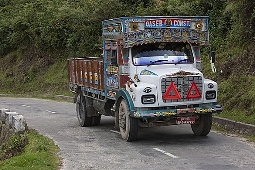 卡车,装饰,印度,风格,喜马拉雅王国,不丹