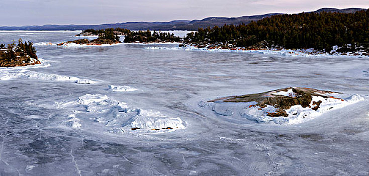 冰冻,海岸线,苏必利尔湖,安大略省,加拿大