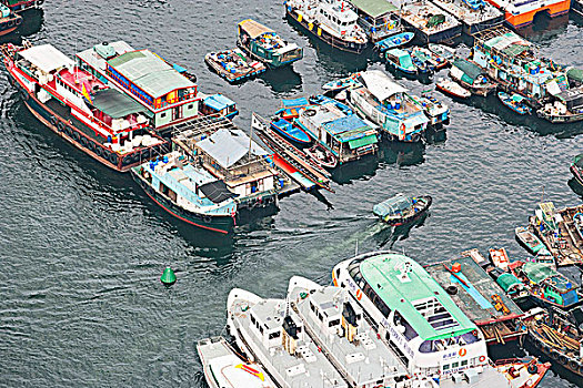 航拍,渔船,蔽护,香港