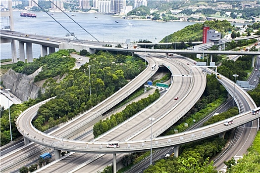 航拍,复杂,公路,立体交叉路,香港