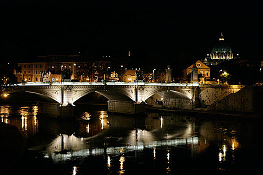 意大利罗马圣彼得大教堂夜景