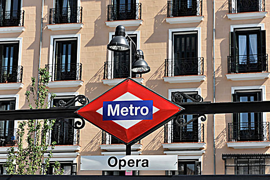 地铁标志,歌剧院,车站,马德里,西班牙,欧洲