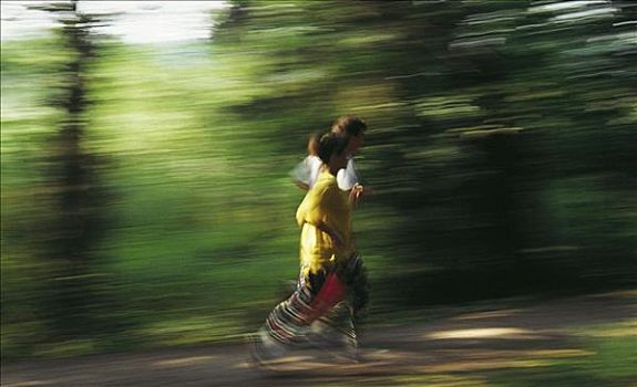 慢跑,树林,慢跑者,公园,动感