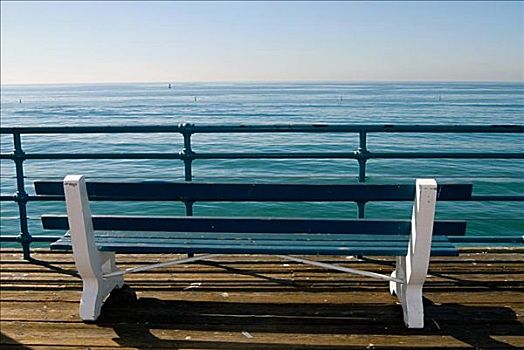 长椅,远眺,海洋,码头