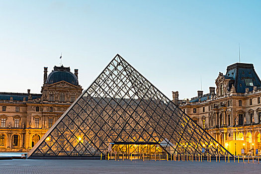 院落,玻璃金字塔,卢浮宫,巴黎,法国,欧洲