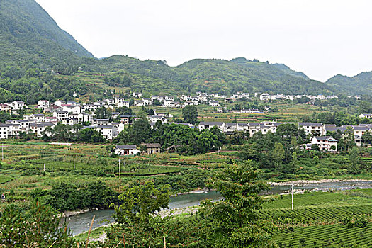 湖北恩施州麂子渡村风景区民居风光