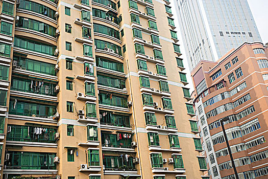 广东,广州,高层建筑,公寓楼,绿色,玻璃窗