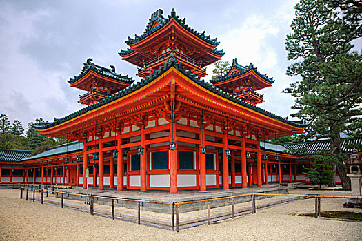 日本,京都,彩色,神社,地面,神祠,画廊