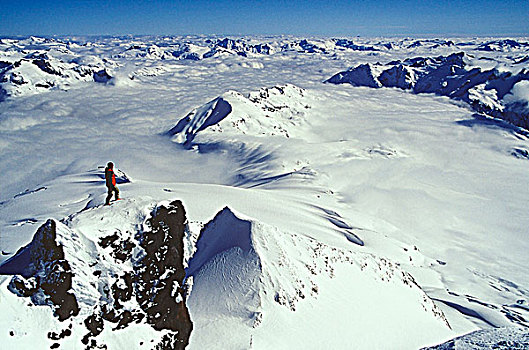 男人,顶峰,攀升,省立公园,靠近,不列颠哥伦比亚省,加拿大