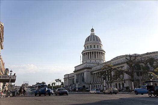 交通,正面,政府建筑,哈瓦那,古巴
