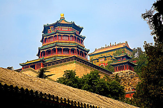 北京,中国,亭子,佛教,芳香,颐和园