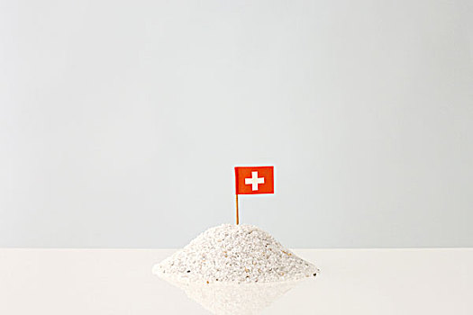 堆积,砾石,小,旗帜,瑞士,粘住,室外