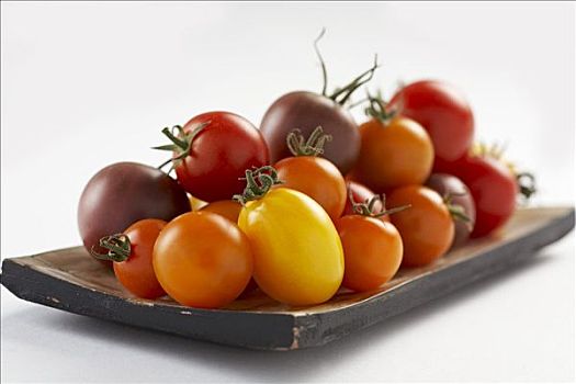 西红柿,多样,彩色,木盘