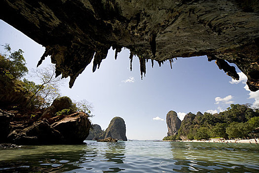 洞穴,海滩,泰国