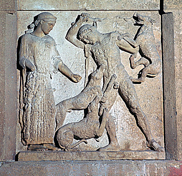 古老,柱间壁,展示,公元前5世纪,艺术家,未知