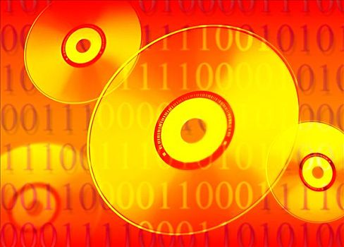 光盘,dvd,多媒体,音乐,数码,二进制,代码,零,一个,声音,存储,档案,唱片,数据,橙色,红色,黄色,抽象拼贴画,科技,彩色