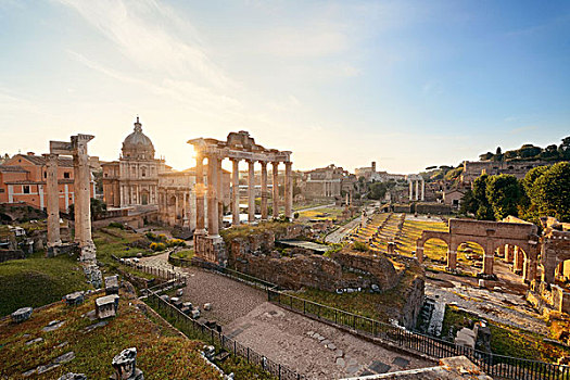 罗马,古罗马广场,日出,遗址,古建筑,意大利