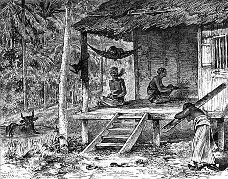 马来西亚人,小屋,19世纪,艺术家